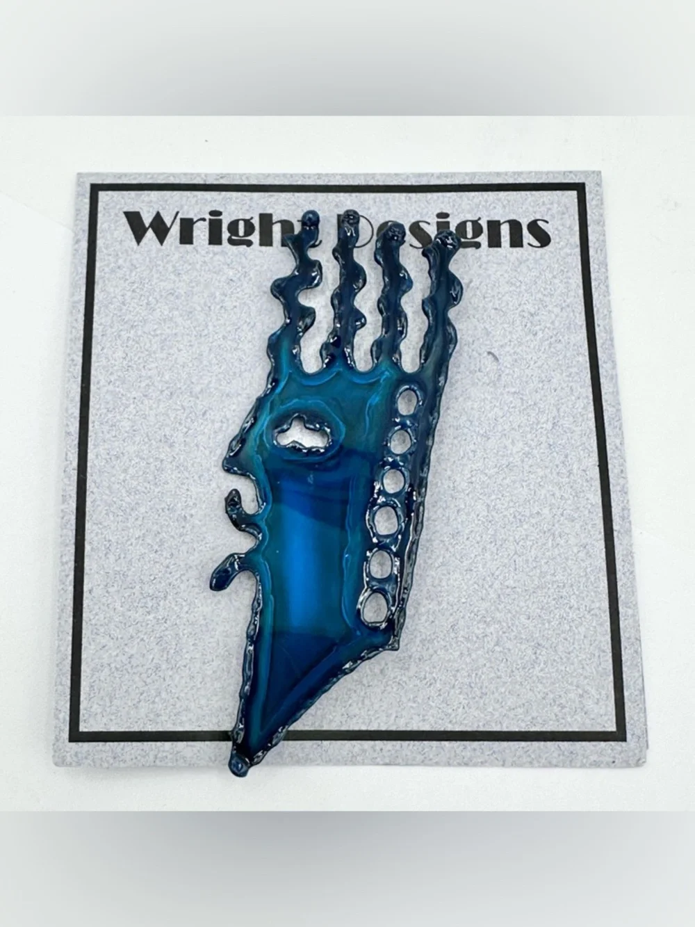 🌼 Hand Crafted Blue Human Metal Art Artesian Pin Brooch